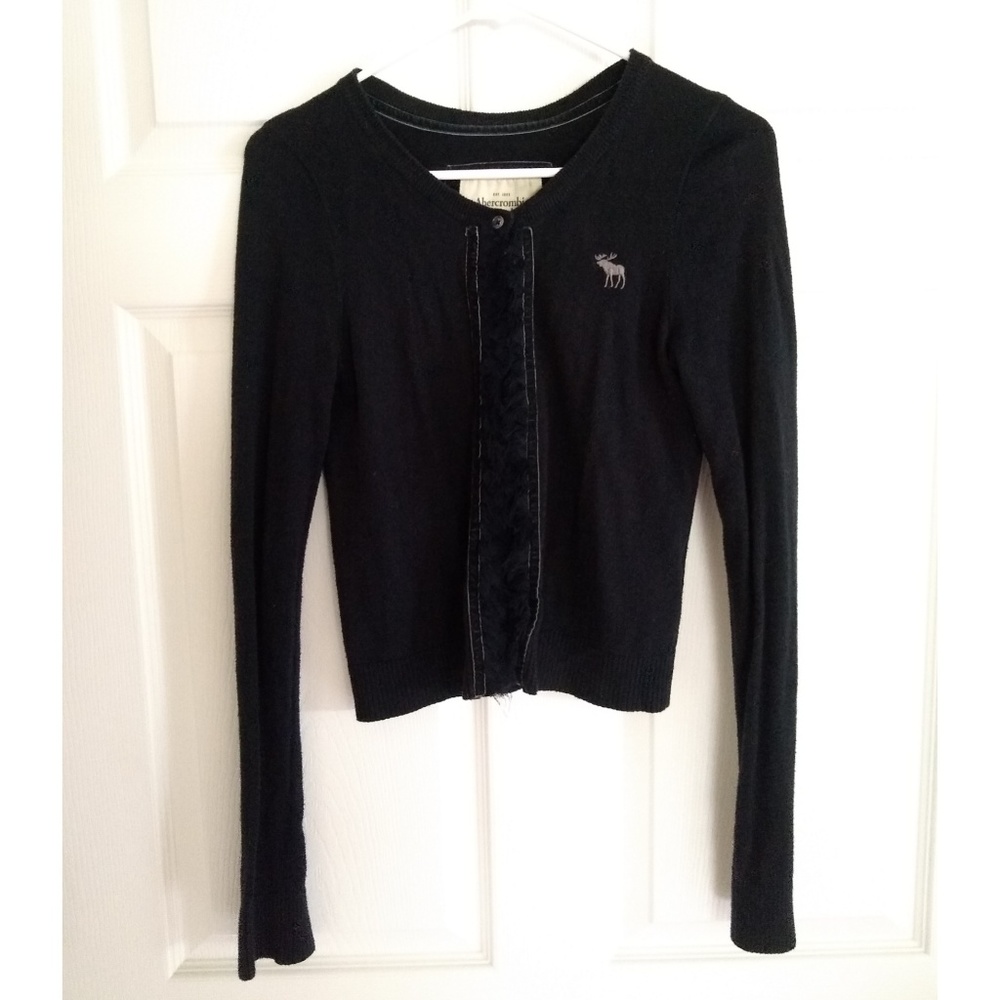 Navy Ruffle Cardigan Abercrombie & Fitch
